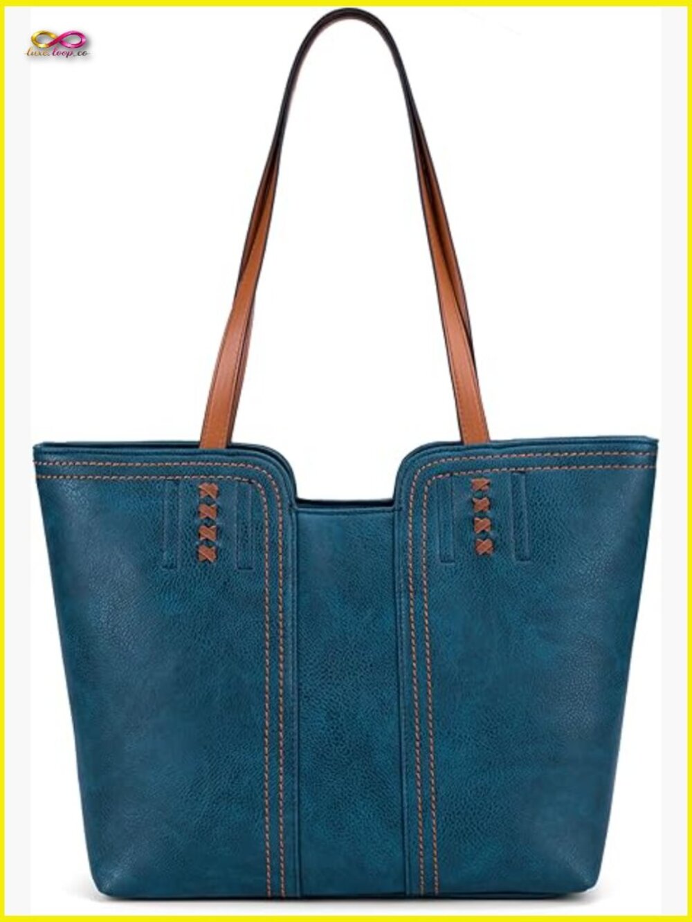 Slouchy Tote Bag with Braided Details Top Zipper Closure Vegan Leather Everyday